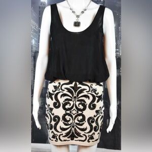 Lipsy Black and Cream Mini Dress